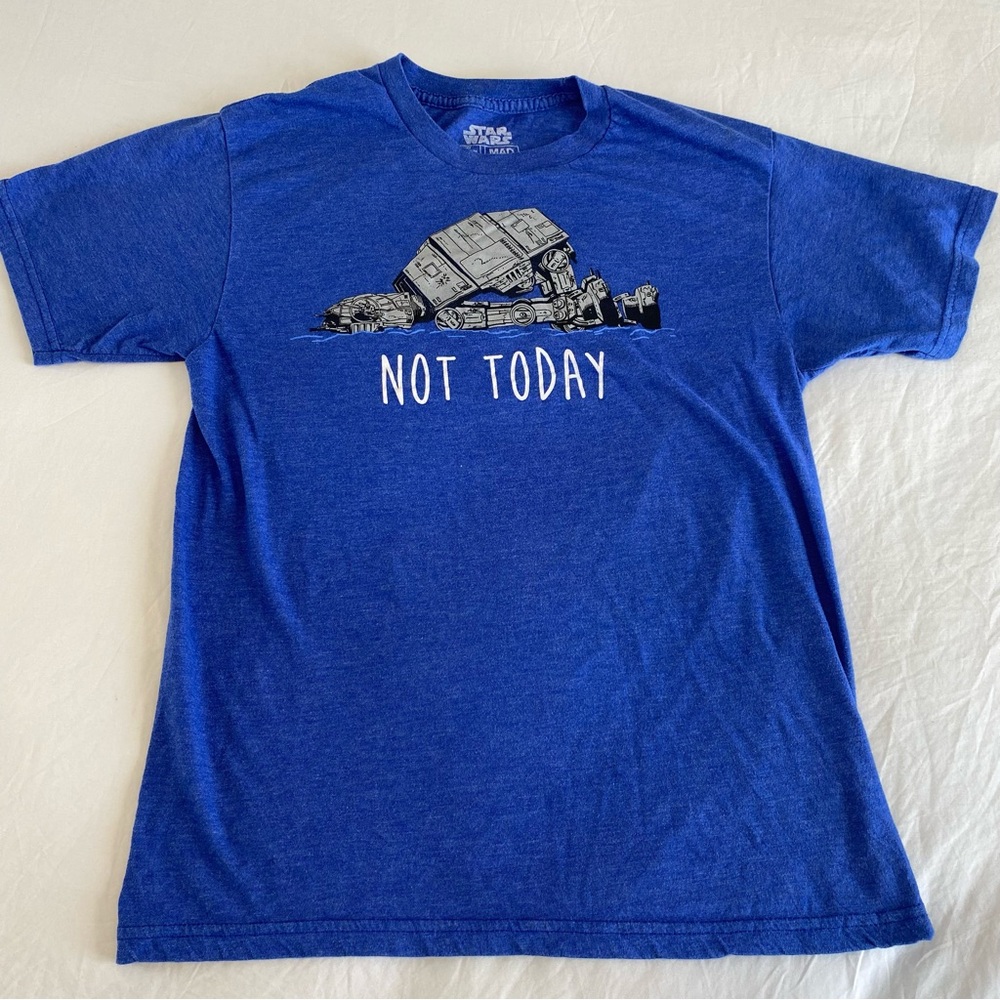 Star Wars‎ Mad Engine Mens Blue AT-AT Not Today Graphic T-Shirt Size Medium